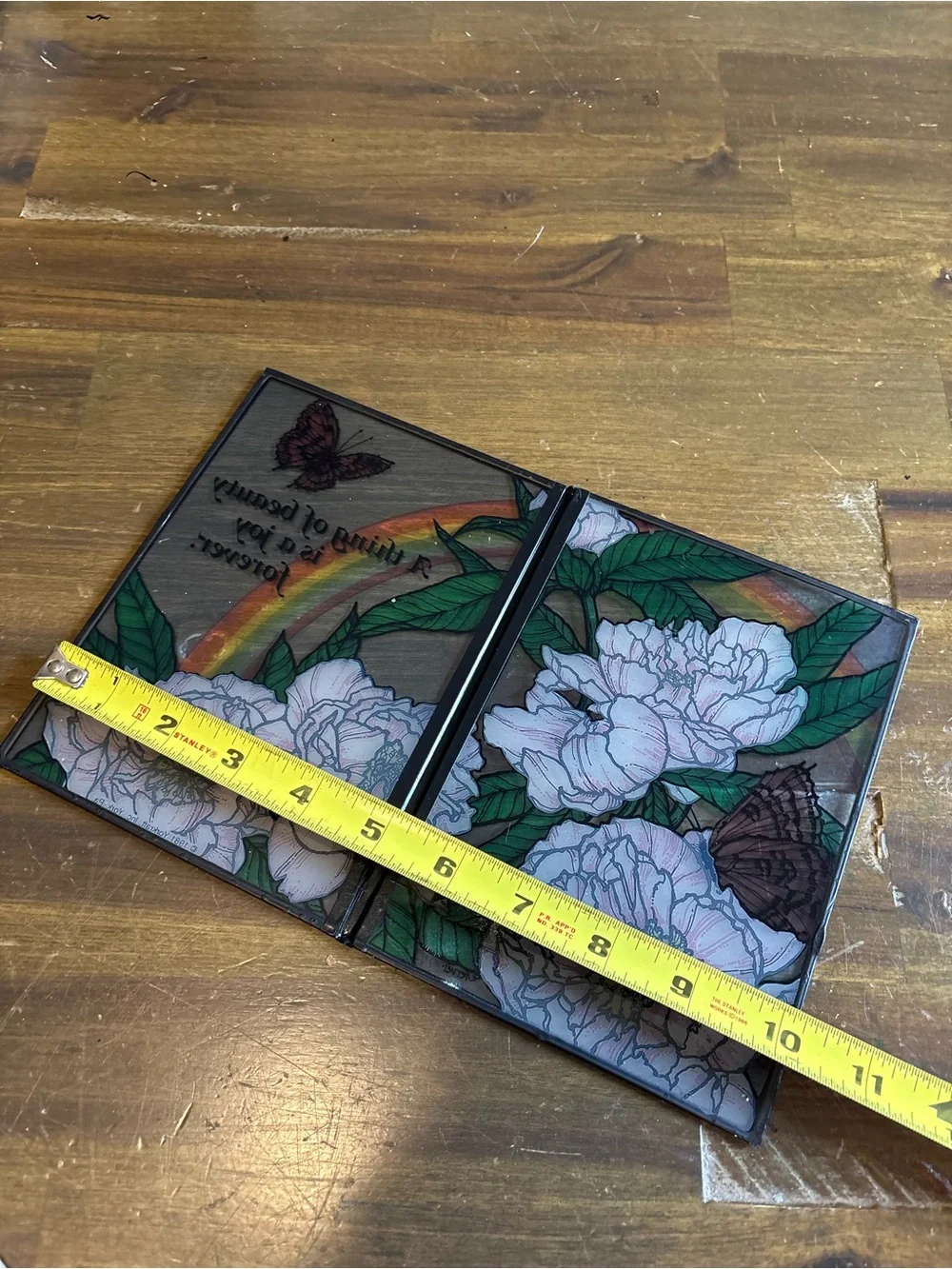 YORKCRAFT 1981 Stained Glass Butterflies Rainbow Vintage Decor Floral Whimsy
